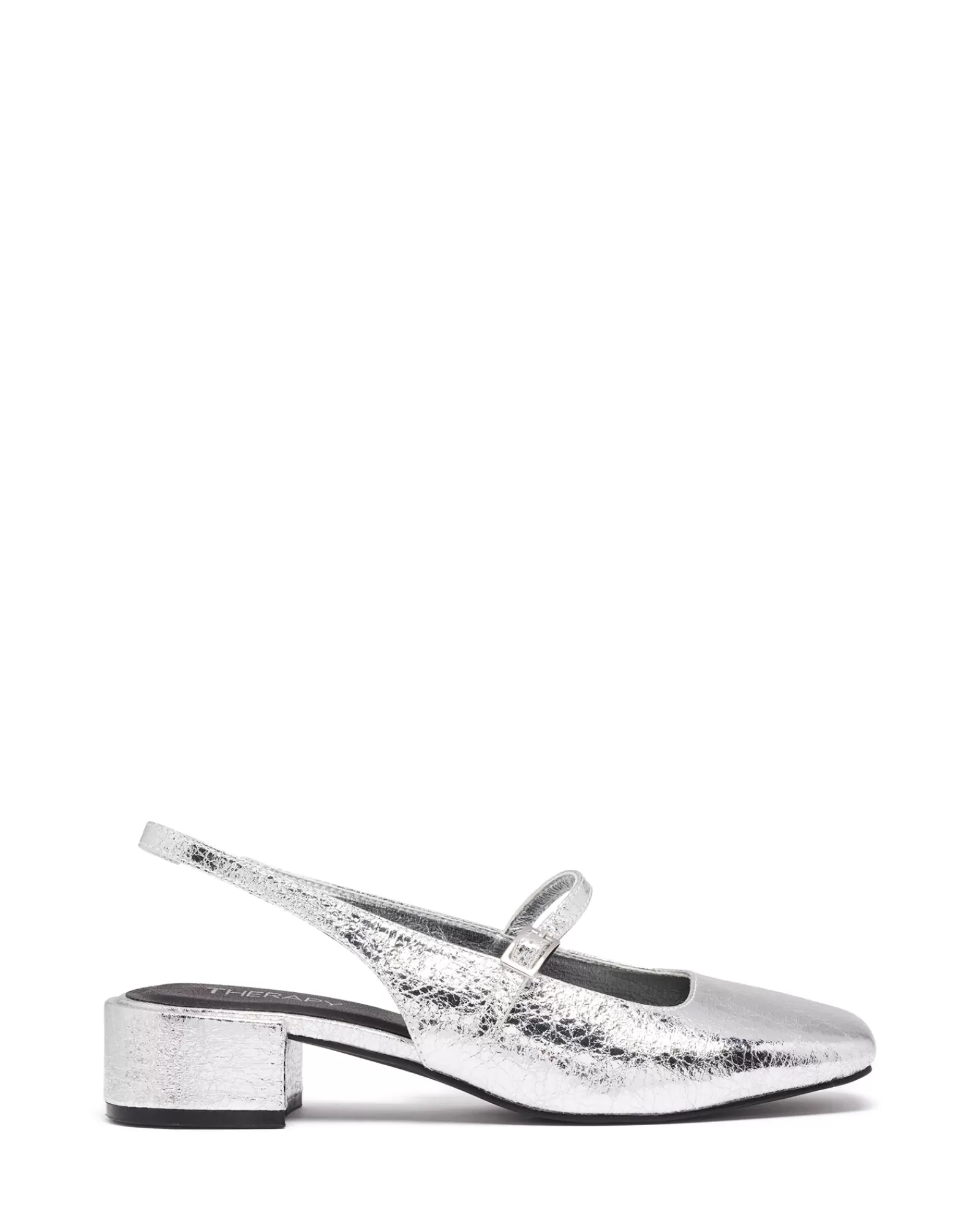 Therapy Shoes Low Heels | Becker Slingback Heel Cracked Metallic